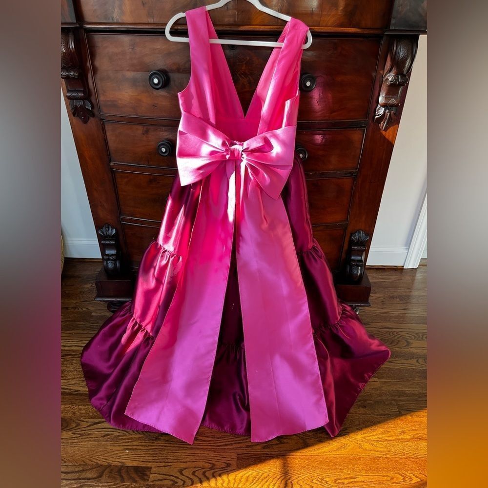 By Anthropologie Hutch Harlo Deep-V Back-Bow Tiered Gown Size 12 — image 6 of 8